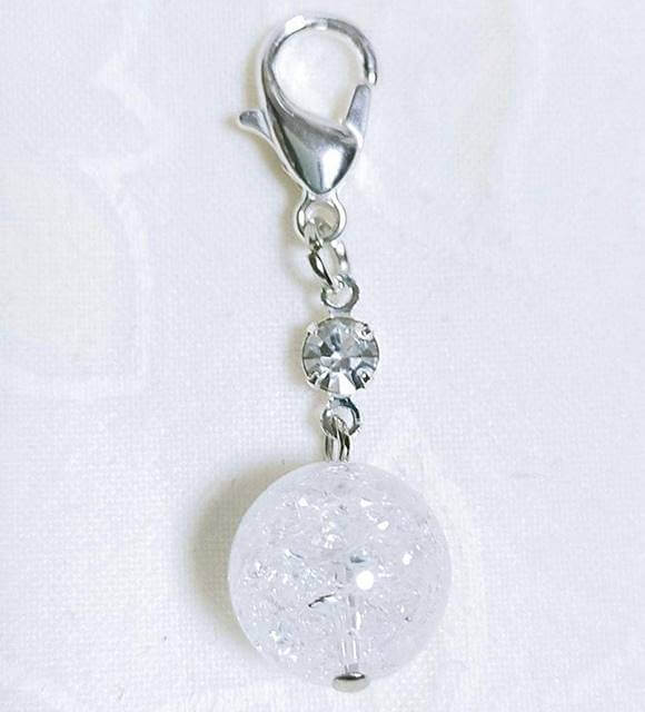 クラック水晶 クラッククリスタル ガラスストーン カニカン付 天然石チャーム 天然石 パワーストーン ストラップ バッグチャーム キーホルダー スマホアクセサリ...