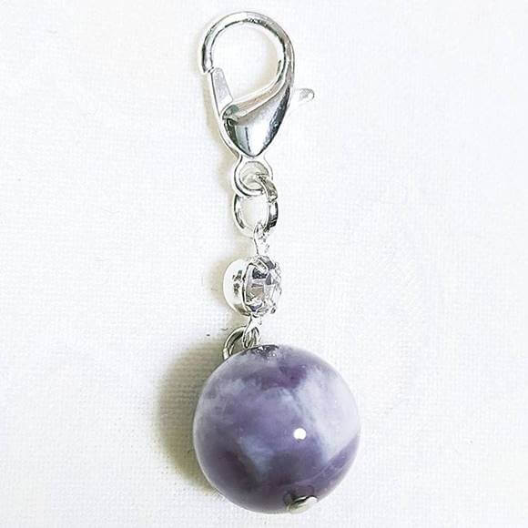アメジスト ガラスストーン カニカン付 天然石チャーム 天然石 パワーストーン ストラップ バッグチャーム キーホルダー スマホアクセサリー マスクピアス マス...