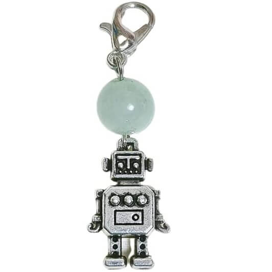 グリーンアベンチュリン ロボット カニカン付 天然石チャーム 天然石 パワーストーン ストラップ バッグチャーム キーホルダー スマホアクセサリー マスクピアス...