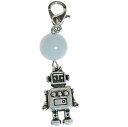 アクアマリン ロボット カニカン付 天然石チャーム 天然石 パワーストーン ストラップ バッグチャーム キーホルダー スマホアクセサリー マスクピアス マスクチ...
