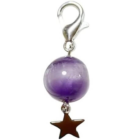 ポップアメジスト 10mm スター星 6mm カニカン付 天然石チャーム 天然石 パワーストーン ストラップ バッグチャーム キーホルダー スマホアクセサリー ...