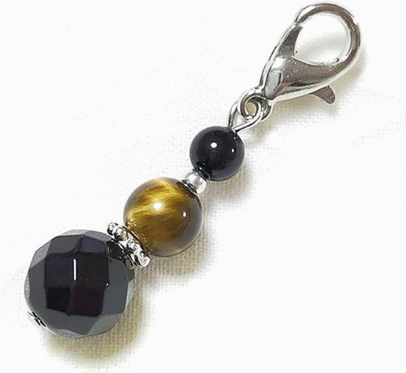 オニキスカット タイガーアイ 虎目石 オニキス カニカン付 天然石チャーム 天然石 パワーストーン ストラップ バッグチャーム キーホルダー スマホアクセサリー...