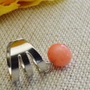 (成功運・子宝) 天然石イヤーカフ片耳 珊瑚(サンゴ)コーラル サーモンピンク Coral ノンホール パワーストーン (送料無料)