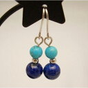 天然石ピアス ラピスラズリ黄鉄鉱入り 6mm & トルコ石(ターコイズ)4mm チタンフック/樹脂フック/樹脂イヤリング/キャッチタイプ変更可