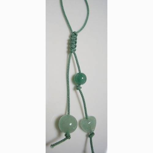 天然石 和風携帯ストラップ グリーンアベンチュリン ハート形 ／短め／アジアン／組紐 （送料無料）