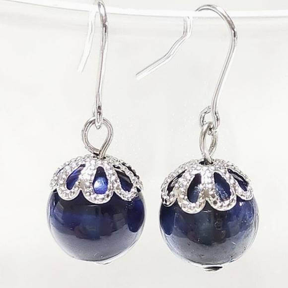 ブルー染めタイガーアイ虎目石8mm...