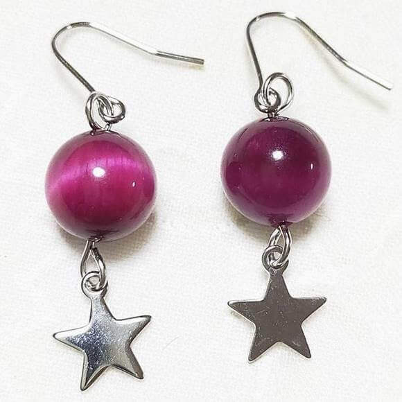 ピンク染めタイガーアイ虎目石スター...