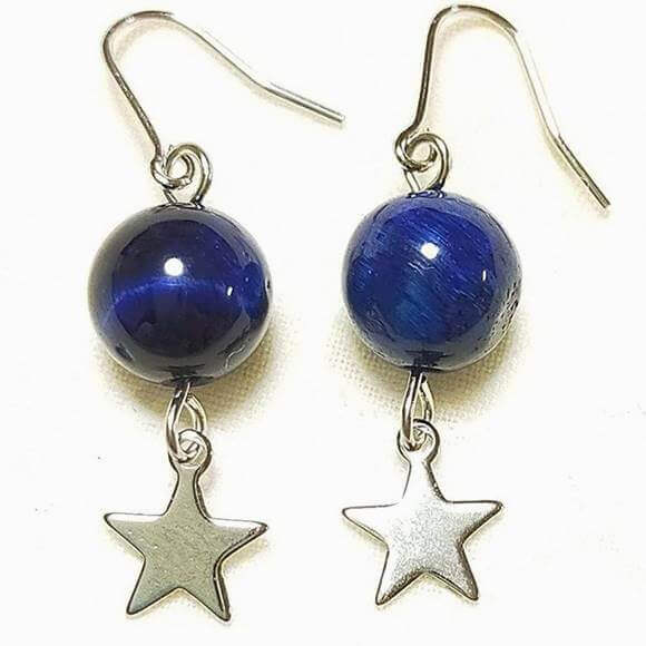 ブルー染めタイガーアイ虎目石スター...