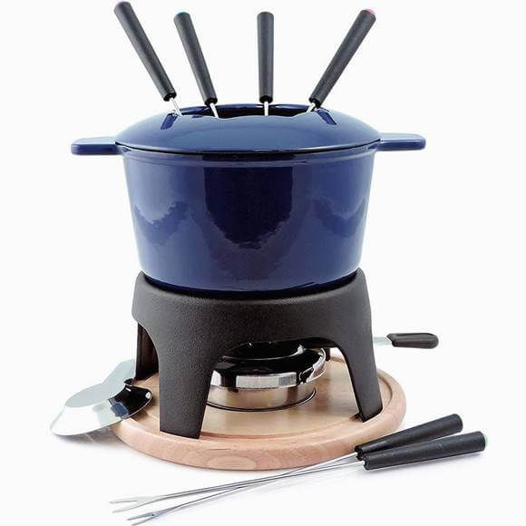 チーズフォンデュセット チョコレートフォンデュセット ブルー スイスマー Swissmar F66706 Sierra 1.6-Quart Cast Iron Meat Fondue Set, 11-Piece, Deep Blue デザートフォンデュ チーズ料理 スイス料理 パーティー料理