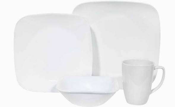 コレール 食器セット 16点セット ピュアホワイト ディナーウェアー ディナープレート ランチプレート マグカップ Corelle Square Dinnerware Set Pure White
