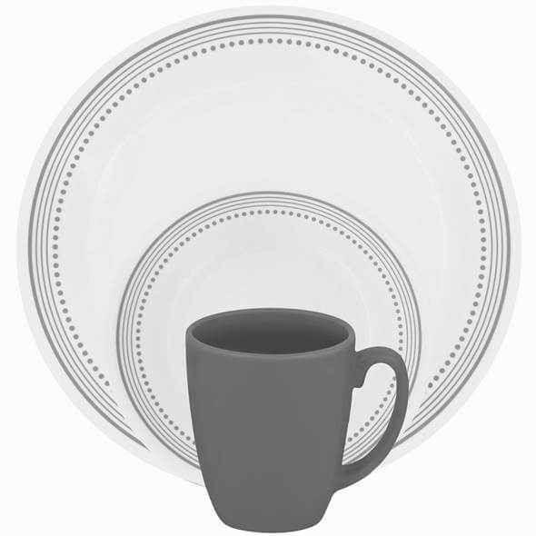 コレール リビングウェアー ディナーウェアー ミスティック グレー 食器16点セット Corelle Livingware 16-Piece Dinnerware Set, Mystic Gray, 1119399