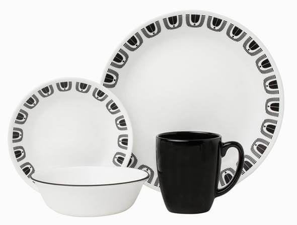 졼 16å ǥʡ ӥ󥰥 ֥åʥ ޥå Corelle Livingware 16 piece Set Black Night