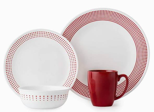 졼 16å ǥʡ ӥ󥰥 ٥ɥɥå åɡۥ磻 ޥå Corelle 3349A Dinner Set, Red/White