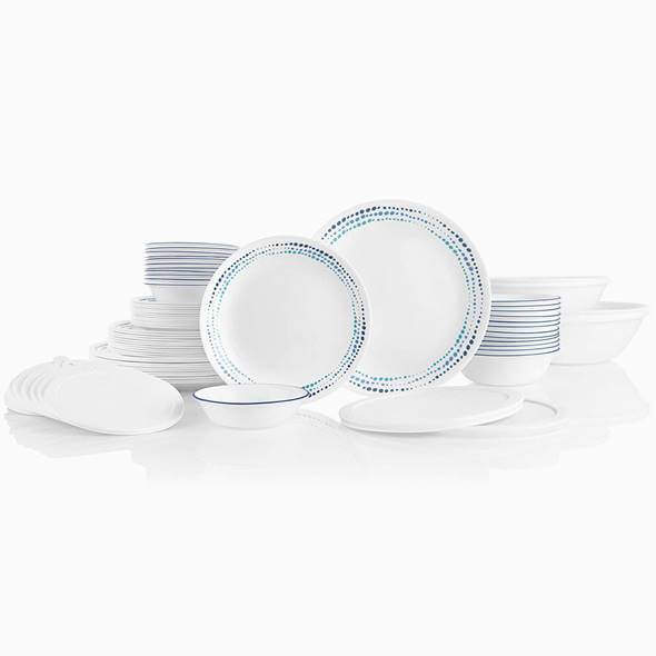 コレール 食器78点セット ディナーウェア ディナープレート お皿セット オーシャン ブルース Corelle Ocean Blues Dinnerware Set 大皿 小皿 スープ皿 小鉢 蓋付