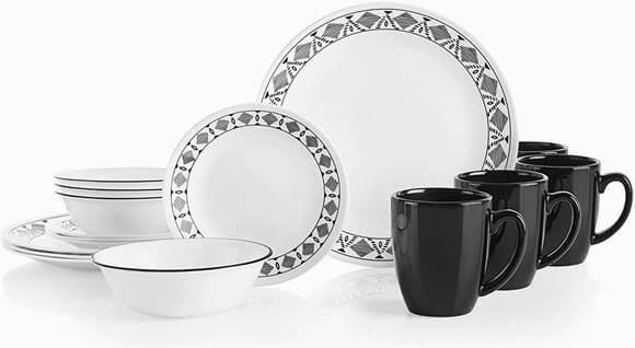 졼 16å ǥʡ å 糧å  ֥å Corelle Cusco 16 piece Dinnerware Set Service for 4 black ݻ 绮  ׻ ޥå