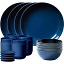 コレール 食器16点セット 食器セット ネイビー ディナーウェア お皿セット Corelle Dinnerware Set Handcrafted Artisa...
