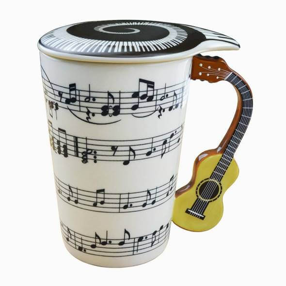 樂天商城 - マグカップ 2点セット コーヒーマグ ティーカップ コップ 約400ml ギターハンドル ミュージックラバ ミュージックノート レンジ可 食洗器可 Mug for Music Lover