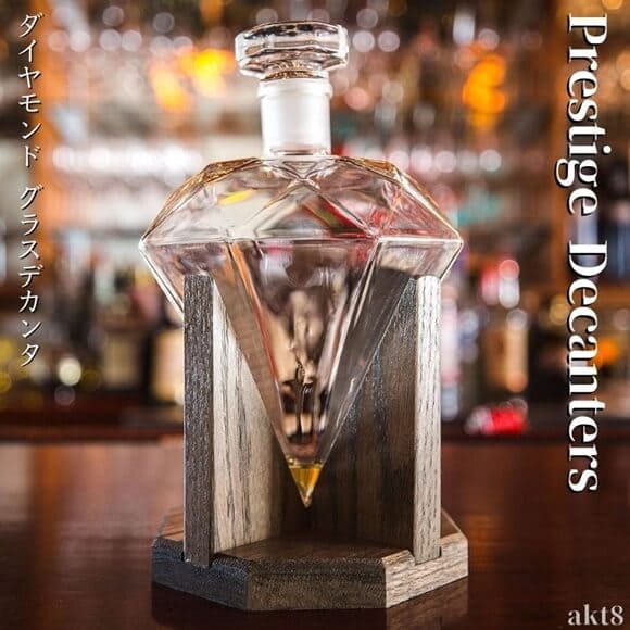 ダイヤモンド ウイスキー グラスデカンタ ディスペンサー 1000ml 宝石型 Diamond Whiskey Decanter Glass Liquor Decanter