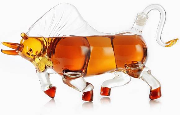 ブル シェープド ウイスキーデカンタ— 雄牛 グラスデカンタ 1000ml Liquor Decanter fOther Alcohol Bull Shaped Decanter