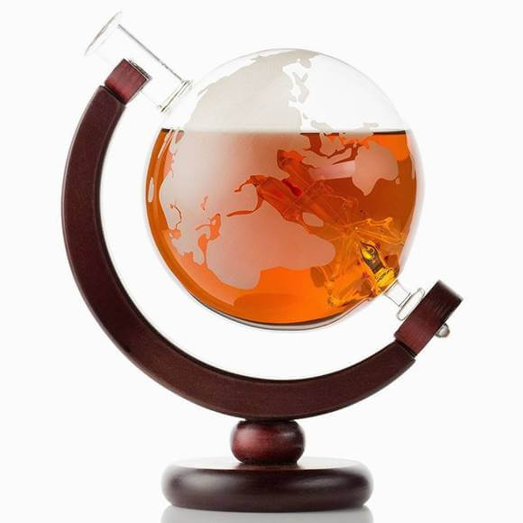 地球儀 エッチング ラージ デカンタ グラスデカンタ ウイスキーデカンター 1000ml Globe Large Etched Glass Whiskey Bourbon Decanter-1000ml (35 oz)