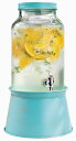 飲料水サーバー ビバレッジディスペンサー ドリンクディスペンサー グラス バケット 約5.6L ブルー Glass Beverage Drink Dispens...