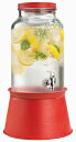 飲料水サーバー ビバレッジディスペンサー ドリンクディスペンサー グラス バケット 約5.6L レッド Glass Beverage Drink Dispens...