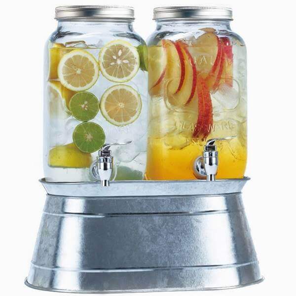 飲料水サーバー ビバレッジディスペンサー ドリンクディスペンサー グラスメイソンジャー 約3.5L シンプルフロー 飲料サーバー Mason Jar Drink Dispensers