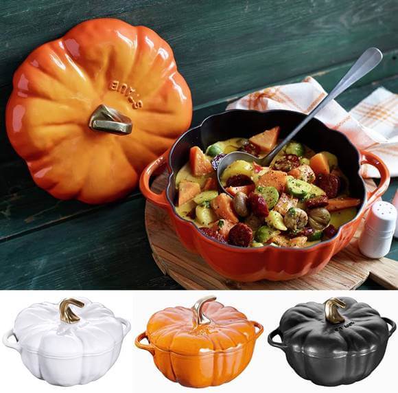 ストウブ鍋 パンプキン ココット オーブン キャストアイロン 鍋 蓋付 約3.3L IH対応 フランス鍋 カボチャ鍋 STAUB CAST IRON 3.5-QT PUMPKIN COCOTTEのサムネイル