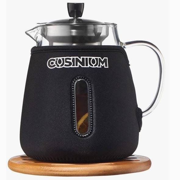 ガラスケトル ティーポット ガラスウォーターケトル 直火OK 950ml 茶こし付 ガラス製急須 Glass Teapot with Infuser Stovetop Safe Coaster & E-Book