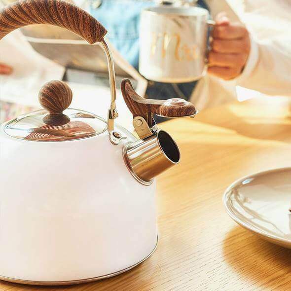 笛吹ケトル ティーケトル カフェケトル ティーポット 2.2L ヤカン ウッドハンドル ROCKURWOK Tea Kettle Whistling Teapot やかん 大容量ケトル