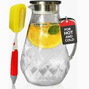 ピッチャー カラフェ ジャグ 水差し 飲料水サーバー ビバレッジディスペンサー ドリンク 飲料ジャー 約2.1L 直火OK Glass Water Pitche...