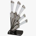 Evelyne GMT-10030 6-Piece Stainless Steel Kitchen Knife Set with White Handle Hilt, 5 Knives and 1 Pivotable Swivel Holding Block with See-Thru Side シェフナイフ（約20cm） ブレッドナイフ（パン切りナイフ）（約20cm） カービングナイフ（約20cm） ユーティリティナイフ（多目的包丁）（約13cm） 果物ナイフ（約9cm） ナイフスタンド台 サイズ：約36×20×12cm 重量：約1.3kg ＜関連ワード＞ アメリカンキッチンウエア— プロ料理 プロフェッショナル 高級包丁 調理道具 包丁 肉 魚 野菜 naihu スタイリッシュ カトラリー キッチンアイテム 包丁 デザインナイフ 職人包丁 お洒落なナイフ 三徳包丁 多目的包丁 ブレッドナイフ　パン切り包丁 果物ナイフ シェフナイフ 肉切り包丁 naihu houcyou Cutlery Knife Block ランドスケープナイフ 母の日 父の日 敬老の日 景品 新築お祝い 結婚お祝い 祝い ハロウィンパーティー クリスマスプレゼント ギフト プレゼント ホワイトデー