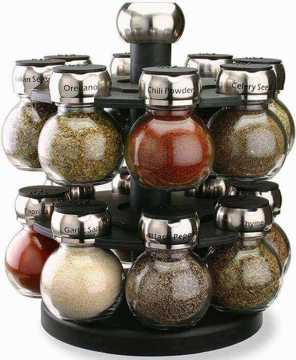 オールドトンプソン スパイスラック 調味料入れ 16ジャー　Olde Thompson 16-Jar Labeled Orbit Spice Rack Jars & Rack 25-616