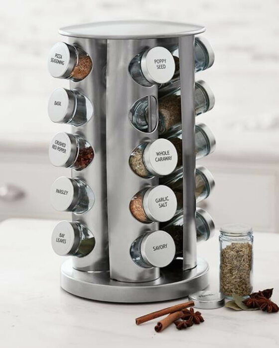 ウイリアムズソノマ 回転式スパイスラック ステンレス 20ジャー Brushed Stainless-Steel Spice Rack williams-sonoma