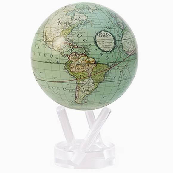地球儀 光で回る地球儀 ムーバグローブ アンティーク テレストリアル Antique Terrestrial Green MOVA Globe ミニ地球儀 アンティーク 癒される地球儀 知育玩具