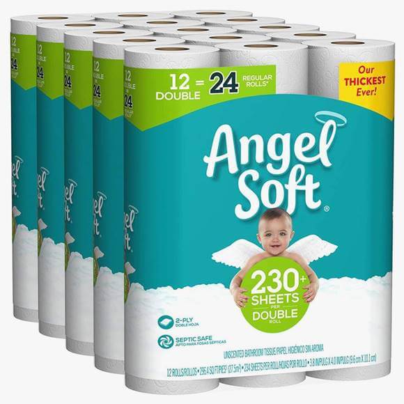 Angel Soft Toilet Paper, 60 Double Rolls, 60 = 120 Regular Rolls, Bath Tissue, 5 Packs of 12 Rolls　79239 ANGEL SOFT 60 DOUBLE ROLLS UNSCENTED TUBE サイズ：約55.8 x 34.2 x 40.3cm 重量：約6.5kg 合計60ロールでのお届けとなります。 ※仕入れ状況により、パッケージが変更になる場合もございます。 ※モニターにより色が違って見える場合がございます。 ＜関連キーワード＞ 業務用トイレットペーパー 買い貯め用 トイレ 肌ざわり 災害時 まとめ買い 非常品 常備用 トイレットロール　アメリカ輸入トイレットペーパー　業務用トイレットロール　トイレットペーパーまとめ買い