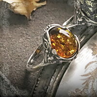 【天然琥珀】シルバー琥珀リング【アンティーク】【ak0889】