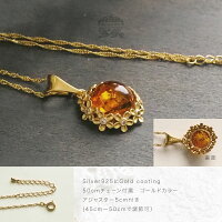 【天然琥珀】琥珀こはくのゴールドネックレス【5ツ星ランク】【50cmチェーン付き】【ak0908】【送料無料】【K18ゴールドヴェルメイユ】【アンバー】