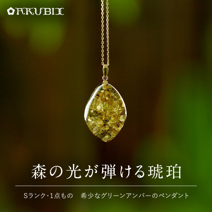 Rakuten - 【バルト海の琥珀】 森の光が弾ける琥珀　天然琥珀ペンダント 【送料無料】【ケース付】【チェーン付】【st0699】【Sランク】ゴールド 天然石 パワーストーン ルース こはく ギフト 贈り物 ネックレス ラッピング ジュエリー