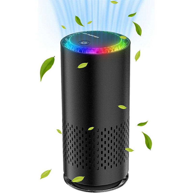 車載空気清浄機 小型 空気清浄機 車 卓上 活性炭フィルター イオン発生器 USB充電式 車用清浄機 LEDラ..