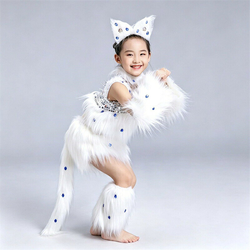Juego de disfraces de cosplay de gato para niños 6 piezas Disfraz de Halloween Disfraz de animal para niños Presentación de gato Narimari Teatro Gimnasio Baile Evento Fotografía Fiesta Chicas Pelusa Bonito Disfraz de escenario Jardín de infantes 100-160 cm — vista 3