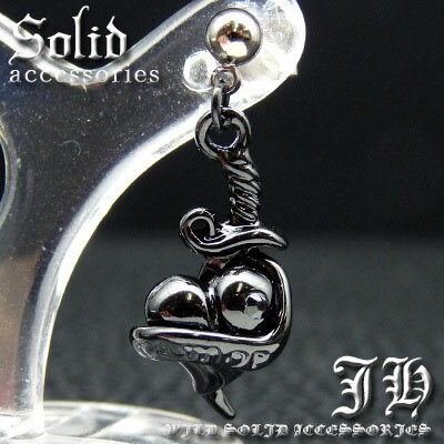 cp146 新型 1個売り ハート&ダガー型 ブラックTIPEスタッドピアス プラチナRG加工sv仕様 お兄系 ジュエリー メンズアクセサリー メンズ ピアス ...