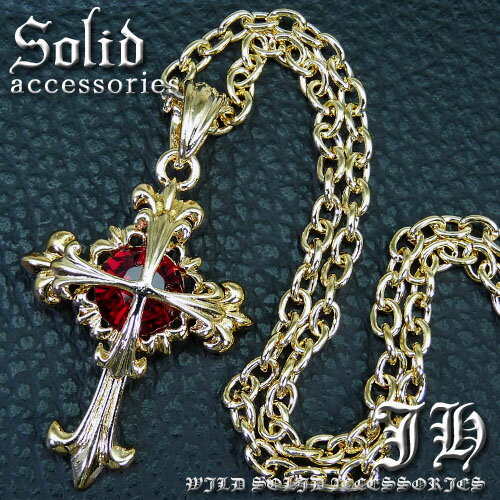 n697 送料無料 超お得 大粒レッドクロスsvネックレス ゴールドcolor十字架 レッド赤 ファッション プレゼント ギフト おしゃれ アクセONE 新作 服 冬 春 春物 春服
