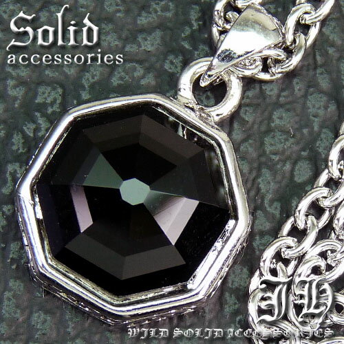 n714 送料無料 本物天然石カット オニキス 蔦柄 八角形台座topネックレス シルバーcolor ブラック ジュエリー メンズ ネックレス ペンダント シル...
