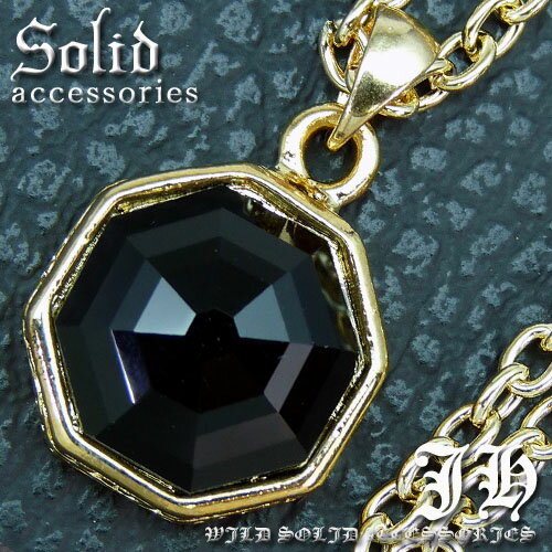 n716 送料無料 本物天然石カット オニキス 蔦柄 八角形台座topネックレス ゴールドcolor ブラック ジュエリー メンズ ネックレス ペンダント ゴー...