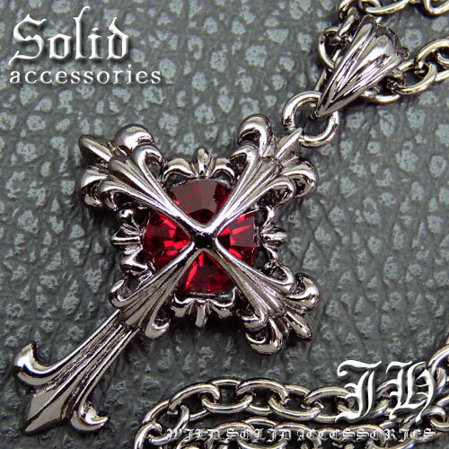 n739 送料無料 超お得 大粒レッドクロスsvネックレス ガンメタcolor十字架 レッド赤 ジュエリー メンズアクセサリー メンズ ネックレス ペンダント ...