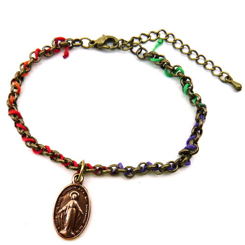 アンクレット メンズ ペア ミサンガ エスニック アクセサリー レッド オレンジ パープル グリーン マリア メダイ チェーン ank43 レディース アクセ ...