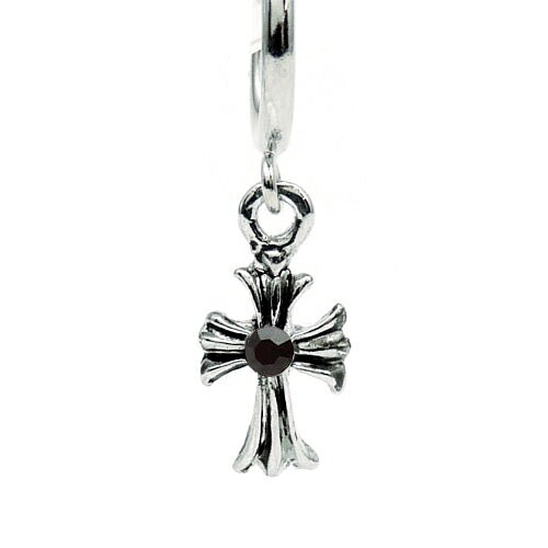 fp4 1個売り フェイクピアス登場 ピアス穴が無くても フープピアス イヤリング ブラック クロス シルバー仕上 ジュエリー メンズ ピアス シルバー アクセ...