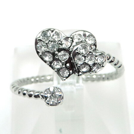 kor250 フリーサイズ デザイン抜群 お洒落なハート型ピンキーリング 高級プラチナRG加工 シルバーcr ダブルハートファッション プレゼント ギフト おし...