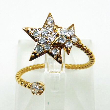 kor254 フリーサイズ デザイン抜群 お洒落なスター型ピンキーリング 高級プラチナRG加工 星 ゴールドcrファッション プレゼント ギフト おしゃれ アク...